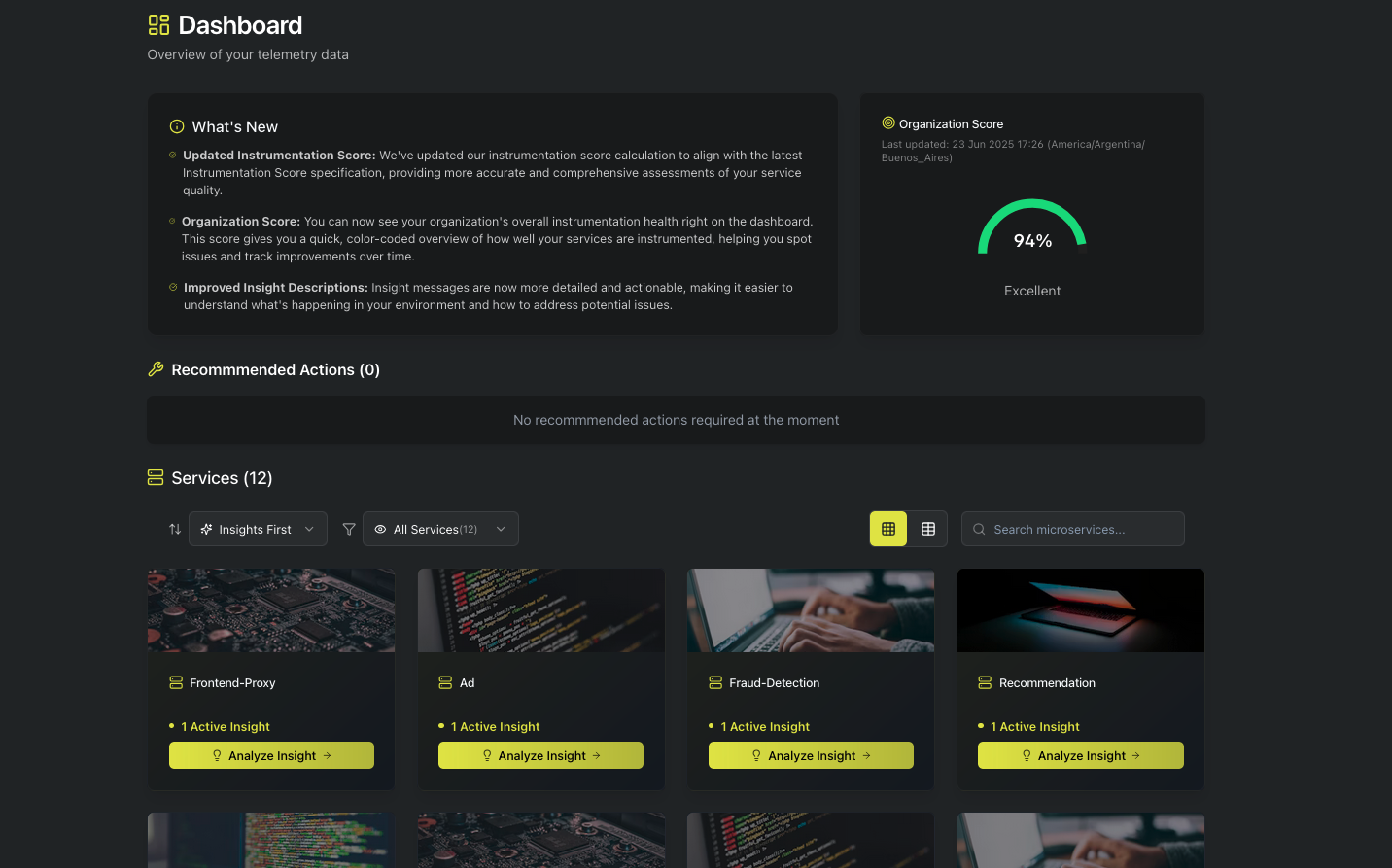 Organization Score Dashboard
